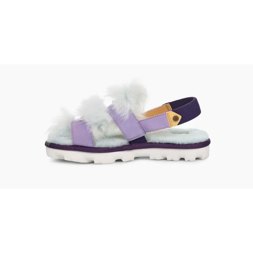 UGG Desert Dream‎ Furry Platform Sandals - Purple/Yellow 6